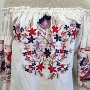 Free People Off the Shoulder Embroidered Top